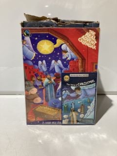 1 BOX OF 18 THE REAL ADVENT CALENDAR, MEANINGFUL CHOCOLATE INCLUDES FREE CHRISTMAS STORY - ACTIVITY STORY BOOK