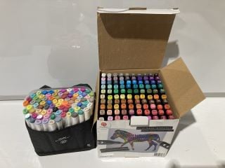 1 X BOX OF ITEMS TO INCLUDE DECOTIME 100 TWIN MARKERS INCL 2 X STACKABLE STORAGE BOX INTENDED FOR CRAFT USE