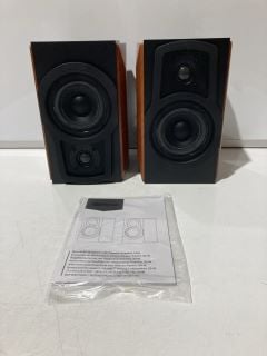 2 X PACK OF TWO AMAZONBASICS BOOKSHELF SPEAKERS WITH PASSIVE SPEAKER 2 X 25W BLACK WITH WOODEN SIDES