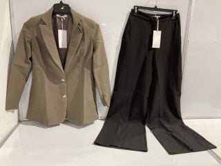 1 BOX OF PREMIUM DESIGNER APPAREL TO INCLUDE MICHELLE KEEGAN CAMEL COLOURED JACKET/BLAZER SIZE 10 RRP £105