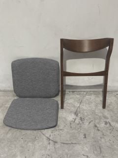 BELIANI DINING CHAIR SET OF 2 DARK WOOD LIGHT GREY YUBA RRP £220