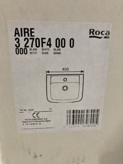 ROCA AIRE SQUARE 450 X 360MM CLOAKROOM BASIN 1 TAPHOLE WHITE SKU 3270F4000 AND 2 X EQUATE WALL MOUNTING ROUND ARM 2 RRP £90