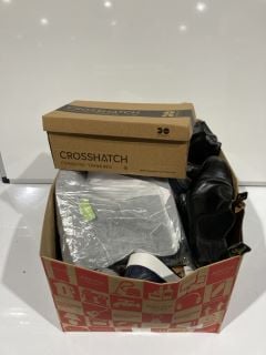 BOX OF ITEMS TO INCLUDE CROSSHATCH SHOES SIZE 9