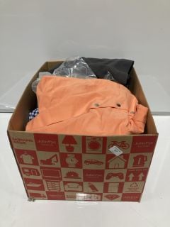 BOX OF WOMEN'S CLOTHES TO INCLUDE GEORGIA EMBROIDERED  SWEAT DRESS, ABERCROMBIE AND FITCH GREY HOODIE SIZE SMALL