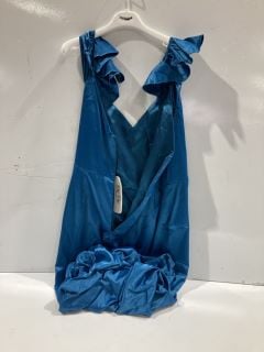 BOX OF ITEMS TO INCLUDE CHI CHI ONE SHOULDER SATIN MAXI DRESS TEAL UK SIZE 12 RRP £112