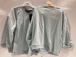 BOX OF ITEMS TO INCLUDE THE COUTURE CLUB KIDS WAVY PRINT CREW SWEATSHIRT LIGHT BLUE UK SIZE 9-10YR RRP £29.99