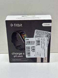 FITBIT BY GOOGLE CHARGE 5 GIFT PACK FITNESS + HEALTH TRACKER IN BLACK/GRAPHITE STAINLESS STEEL CASE & CLASSIC LUNAR WHITE BAND: MODEL NO FB 421 (WITH BOX & ALL ACCESSORIES) [JPTM126684]