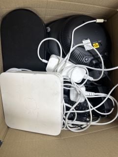 BOX OF ASSORTED ITEMS TO INCLUDE BT ROUTERS, APPLE AIRPORT EXPRESS, CABLES AND OTHERS MIXED TECH ITEMS. [JPTM126739]