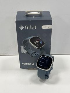 FITBIT VERSA 4 HEALTH & FITNESS TRACKER IN SILVER/BLUE: MODEL NO FB523 (WITH BOX, CHARGING CABLE & EXTRA STRAP) [JPTM126554]