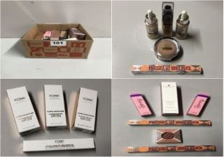 BOX OF VARIOUS BEAUTY PRODUCTS INC. ICONIC LONDON RADIANT CONCEALER & BRIGHTENING DUO