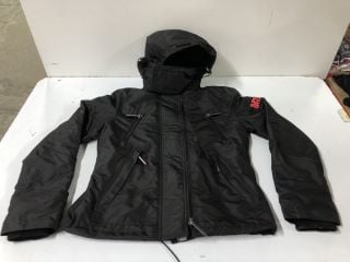 SUPERDRY BLACK WATERPROOF COAT - SIZE S