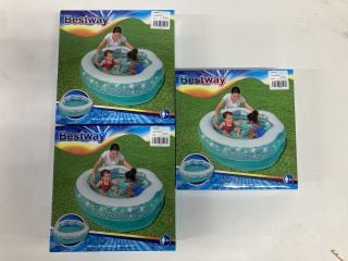 3 X BEST WAY 59" X 50" X 17" SPARKLE SHELL KIDDIE POOL