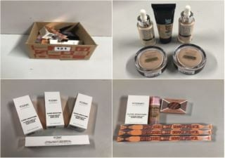 BOX OF VARIOUS BEAUTY PRODUCTS INC. MAX FACTOR X MIRACLE TOUCH CREAM-TO-LIQUID FOUNDATION - SPF30