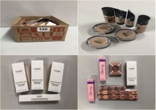 BOX OF VARIOUS BEAUTY PRODUCTS INC. MAX FACTOR X MIRACLE TOUCH CREAM-TO-LIQUID FOUNDATION - SPF30