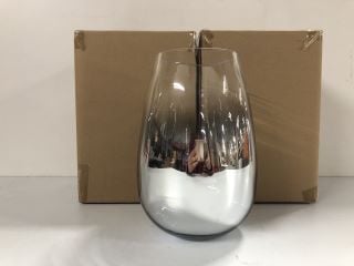 3 X VERY HOME SILVER OMBRE TINTED GLASS VASE