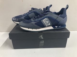 EMPORIO ARMANI X8X027 NAVY TRAINERS - SIZE: 8 - RRP.£175