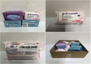 BOX OF SANITARY PRODUCTS TO INC JOHNSONS MAKE UP BE GONE 5 - IN - 1 CLEANSING WIPES