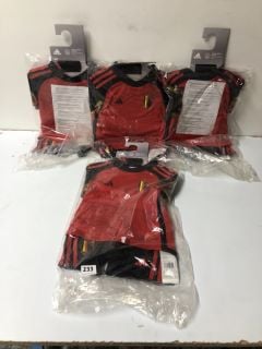 4 X ADIDAS CHILDREN'S ROYAL BELGIAN FA 1895 FOOTBALL KIT - SIZE 18 - 24 MONTHS