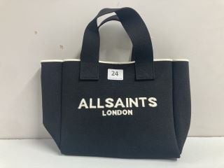 ALL SAINTS LONDON IZZY LOGO PINT KNITTED MINI TOTE BAG - BLACK - RRP.£99