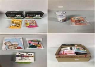 BOX OF PARTY SUPPLIES & BOX OF PET PRODUCTS TO INC CESAR SENIOR 10 + IN SAUCE - BEST BEFORE 07/05/26