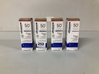 4 X ULTRASUN SPF 50 TINTED MOISTURISING AITI AGING SUN PROTECTION - TOTAL RRP £112.00