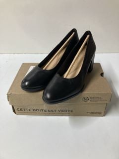 CLARKS FREVA55 COURT SHOES - BLACK LEATHER - SIZE: 4