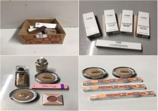 BOX OF VARIOUS BEAUTY PRODUCTS INC. ICONIC LONDON SUPER SMOOTHER BLURRING SKIN TINT