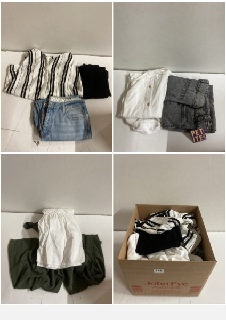 BOX OF CLOTHES IN VARIOUS SIZES AND DESIGNS