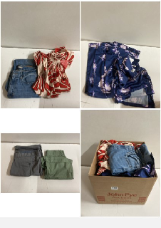 BOX OF CLOTHES IN VARIOUS SIZES AND DESIGNS