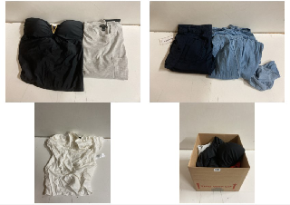 BOX OF CLOTHES IN VARIOUS SIZES AND DESIGNS