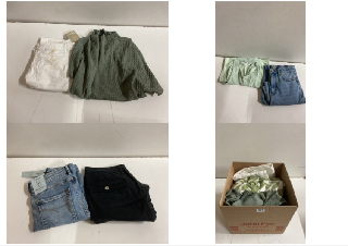 BOX OF CLOTHES IN VARIOUS SIZES AND DESIGNS