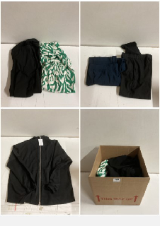 BOX OF CLOTHES IN VARIOUS SIZES AND DESIGNS