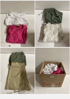 BOX OF CLOTHES IN VARIOUS SIZES AND DESIGNS