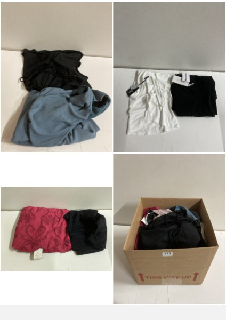 BOX OF CLOTHES IN VARIOUS SIZES AND DESIGNS