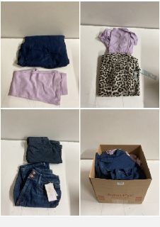 BOX OF CLOTHES IN VARIOUS SIZES AND DESIGNS