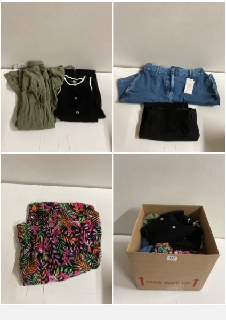 BOX OF CLOTHES IN VARIOUS SIZES AND DESIGNS