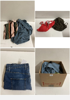 BOX OF CLOTHES IN VARIOUS SIZES AND DESIGNS