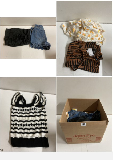 BOX OF CLOTHES IN VARIOUS SIZES AND DESIGNS