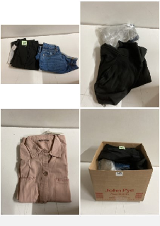 BOX OF CLOTHES IN VARIOUS SIZES AND DESIGNS