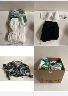 BOX OF CLOTHES IN VARIOUS SIZES AND DESIGNS