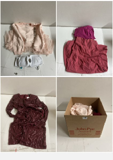 BOX OF CLOTHES IN VARIOUS SIZES AND DESIGNS