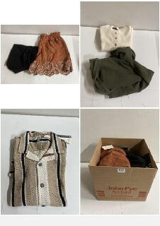 BOX OF CLOTHES IN VARIOUS SIZES AND DESIGNS