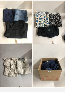 BOX OF CLOTHES IN VARIOUS SIZES AND DESIGNS