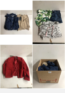 BOX OF CLOTHES IN VARIOUS SIZES AND DESIGNS