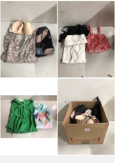 BOX OF CLOTHES IN VARIOUS SIZES AND DESIGNS