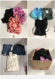 BOX OF CLOTHES IN VARIOUS SIZES AND DESIGNS