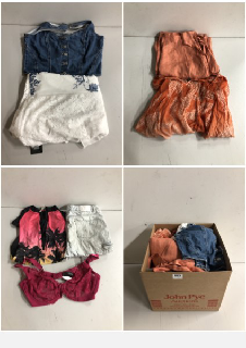 BOX OF CLOTHES IN VARIOUS SIZES AND DESIGNS