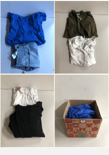 BOX OF CLOTHES IN VARIOUS SIZES AND DESIGNS