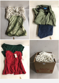 BOX OF CLOTHES IN VARIOUS SIZES AND DESIGNS