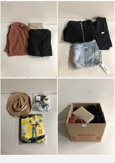 BOX OF CLOTHES IN VARIOUS SIZES AND DESIGNS